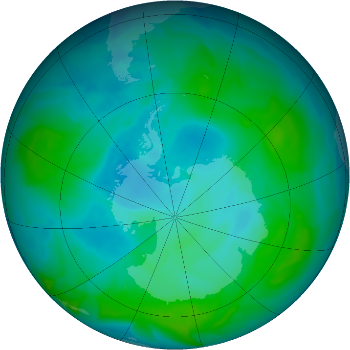 Antarctic ozone map for 17 January 2013